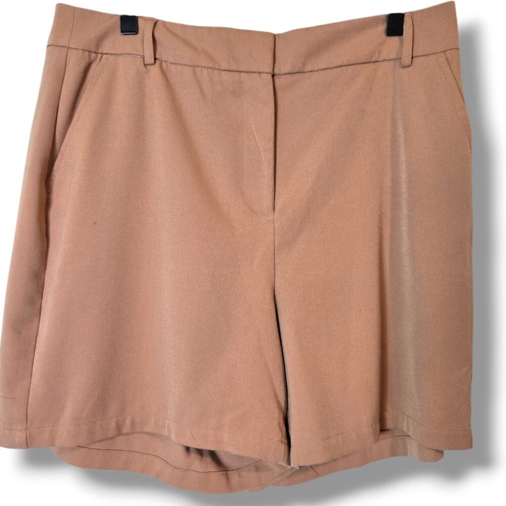 Lane Bryant dress shorts womens size 12 tan flat-front